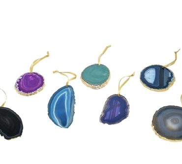 Agate Ornament with Gold Electroplating