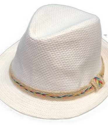 White 'Taylor' Multi Color Band Fedora