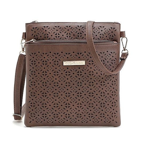 Classic Square Crossbody Bag with Floral Cutout Accent - Image 9
