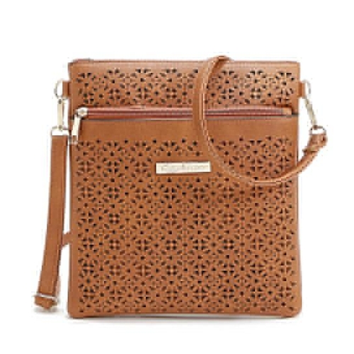 Classic Square Crossbody Bag with Floral Cutout Accent - Image 10
