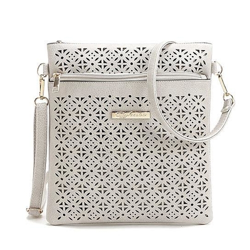 Classic Square Crossbody Bag with Floral Cutout Accent - Image 12