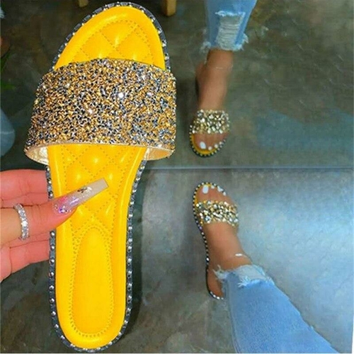Crystal Women Slippers Bling Bling Flats Female Beach Shoes Summer - Image 3