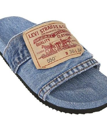 Denim Women's Cool Round Head Flat Slides Blue/Black