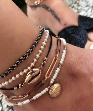 Multi Layered Gold Shell Pendant Chains Ankle Bracelet