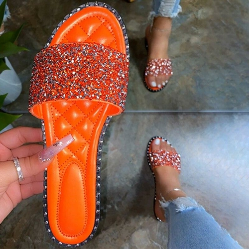 Crystal Women Slippers Bling Bling Flats Female Beach Shoes Summer - Image 6