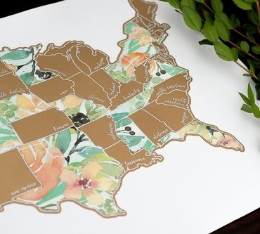 Scratch Your Travels Peachy Botanicals USA Map