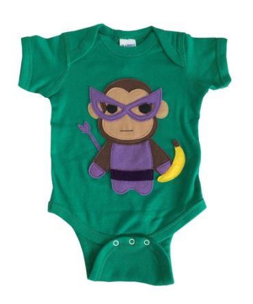Super Hero Onesie -Team Super Animals - Monkey Banana Green Infant