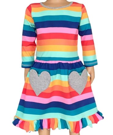 AnnLoren Baby Big Girls Boutique Fall Rainbow Hearts Cotton Winter