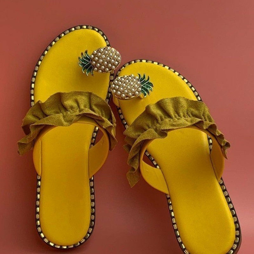 Pineapple Pearl Beach Slides Flat Toe Casual Womens Slippers - Image 5