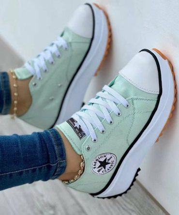 Flat Lace-Up Sneakers Pattern Canvas Shoes Casual  Sport Shoes