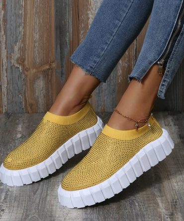 2022 Bling Bling Female Mesh Platform Vulcanized Shoes