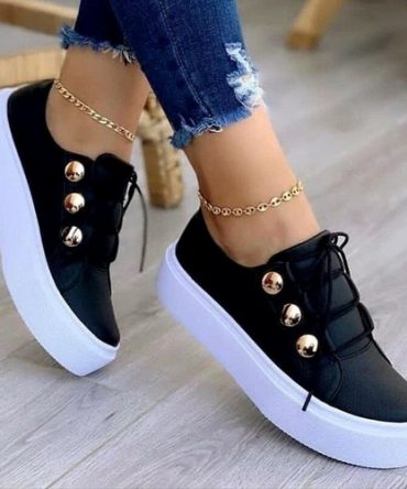 Light Breathable Casual Female Flat Shoes Black/White/Gold/Rose Gold
