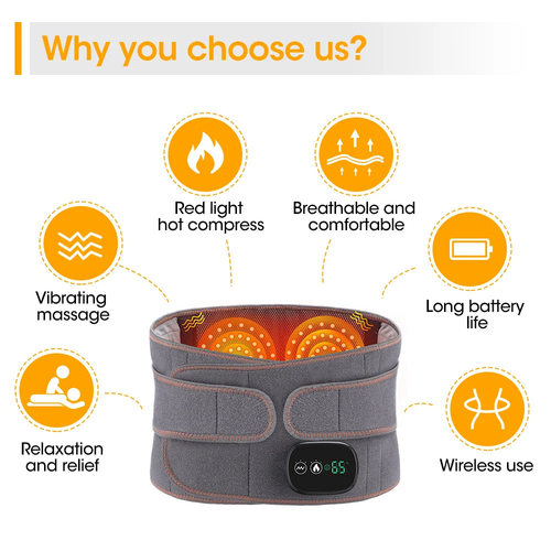 Heat Therapy Lumbar Brace Support Massager Waist Massager Back Belt - Image 4