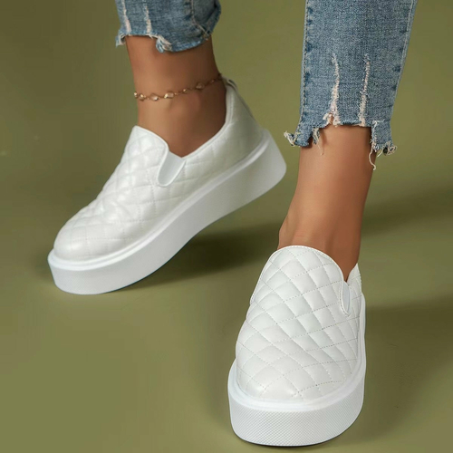 Slip-on Casual Platform Shoes Lightweight Flats Loafers Black/White - Image 2