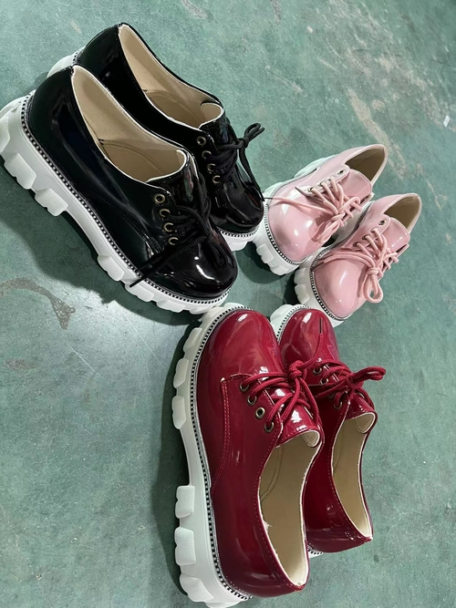 Thick Heel Flat Platform Oxford Women Shoes Pink/Red/Black - Image 4