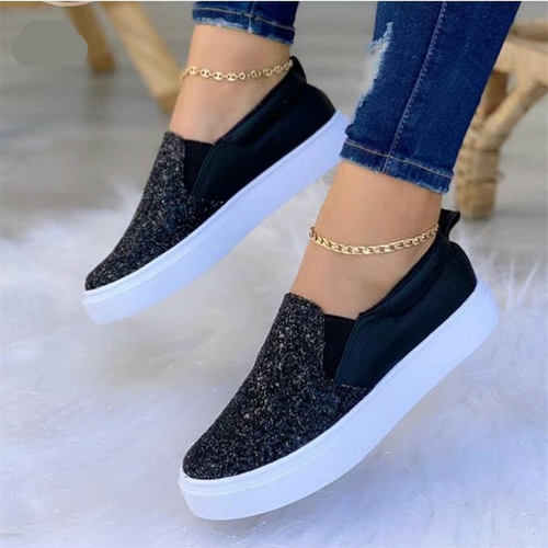 Moccasins Glitter Flat Female Loafers Shoes Black/Rose Gold/Black/Gold - Image 4