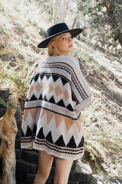Faux Hair Aztec Pocket Ruana - Image 14