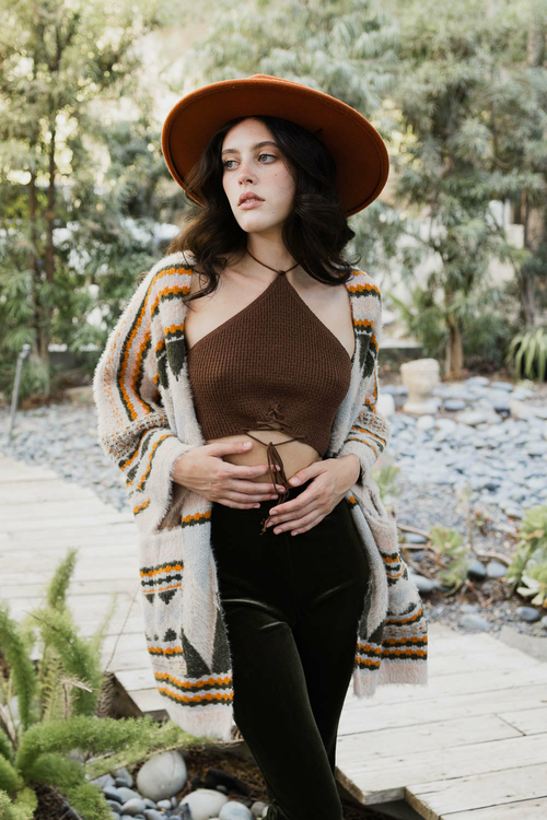 Faux Hair Aztec Pocket Ruana - Image 3