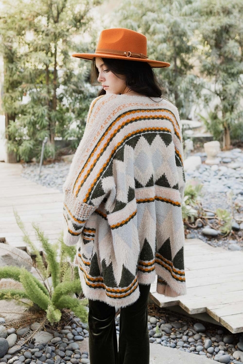 Faux Hair Aztec Pocket Ruana - Image 2