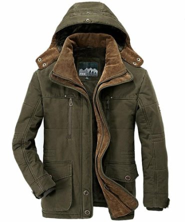 Mens Hooded Winter Parka Coat with Inner Fleece