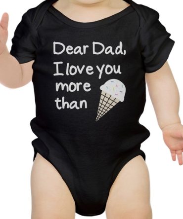 Dear Dad Icecream Cute Black Baby Bodysuit Unique