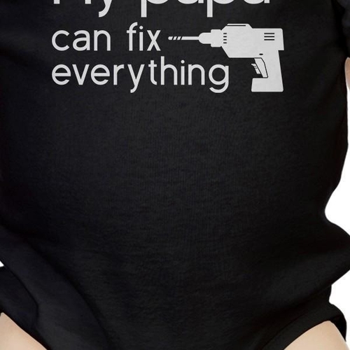My Papa Fix Black Cute Baby Bodysuit Unique - Image 2