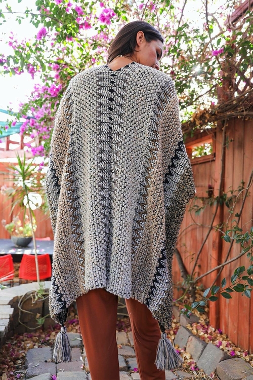 Cuddle Season Crochet Patterned Ruana - Image 7