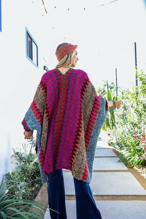 Cuddle Season Crochet Patterned Ruana - Image 3
