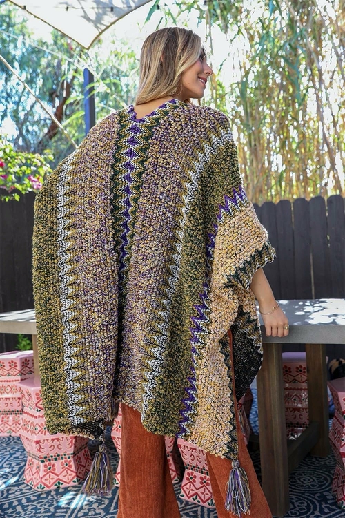 Cuddle Season Crochet Patterned Ruana - Image 5