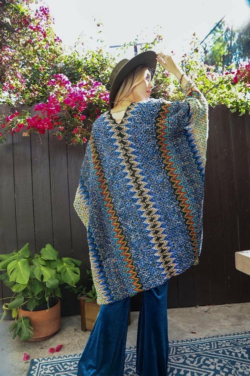 Cuddle Season Crochet Patterned Ruana - Image 2