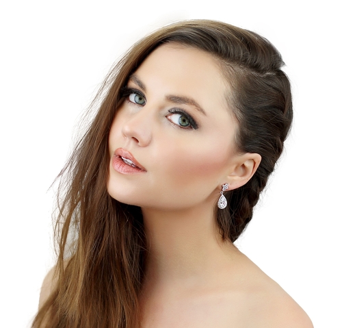 Teardrop Crystal Earrings - Image 2