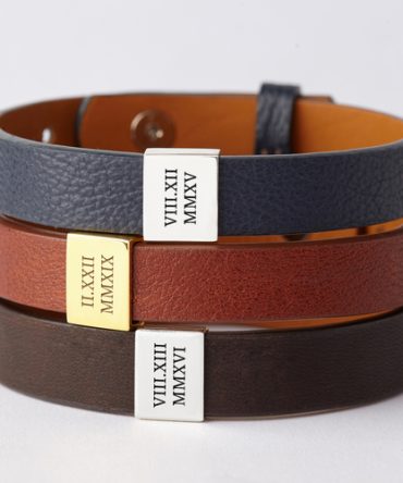 Custom Leather Bracelet Roman Numerals, Valentine Gifts for Boyfriend