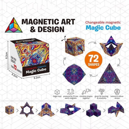 3D Changeable Magnetic Magic Cube For Kids Puzzle Cube Antistress Toy - Image 2