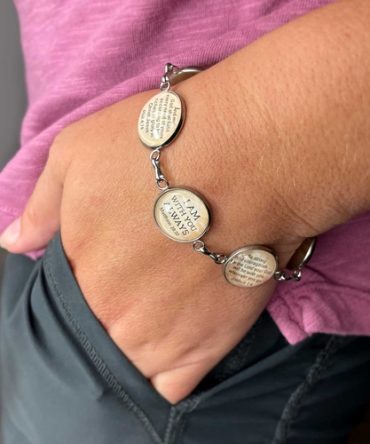 How Great Thou Art Hymn & Scripture Glass Charm Bracelet – Stainless