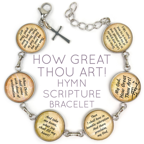 How Great Thou Art Hymn & Scripture Glass Charm Bracelet – Stainless - Image 2