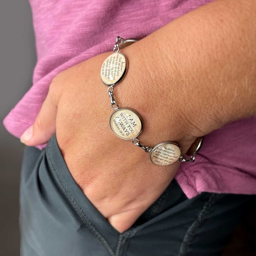 Blessed Assurance Hymn & Scripture Glass Charm Bracelet – Stainless - Image 2