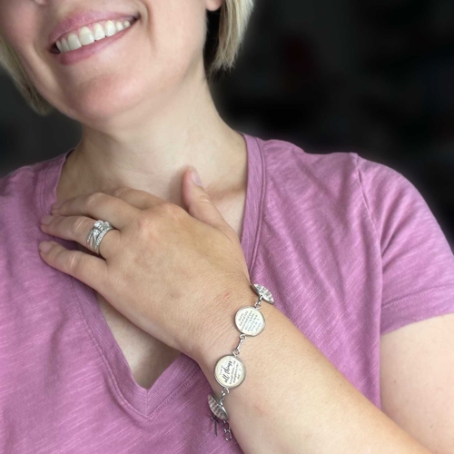 Blessed Assurance Hymn & Scripture Glass Charm Bracelet – Stainless - Image 3