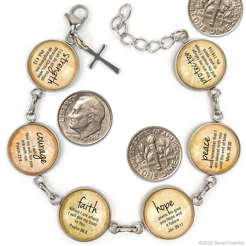 Blessed Assurance Hymn & Scripture Glass Charm Bracelet – Stainless - Image 4