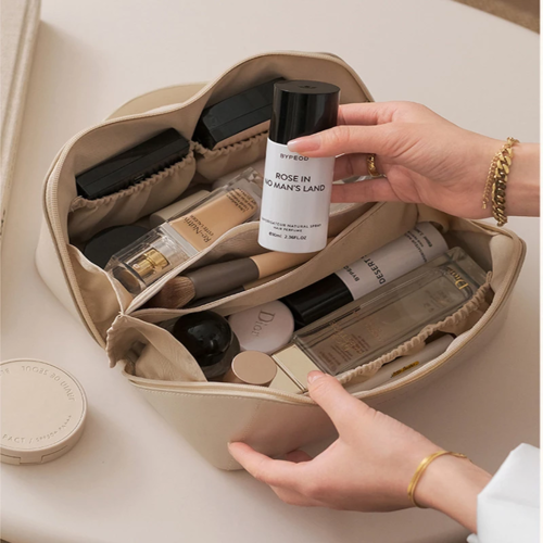 Cosmetic Bag Leather Makeup Organizer Female Toiletry Kit Bags - Image 5