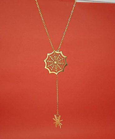 18k Gold Spider Necklace | Spider Charm Pendant | Halloween Necklace
