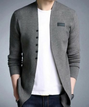 Mens Slim Fit Cardigan with Button Design