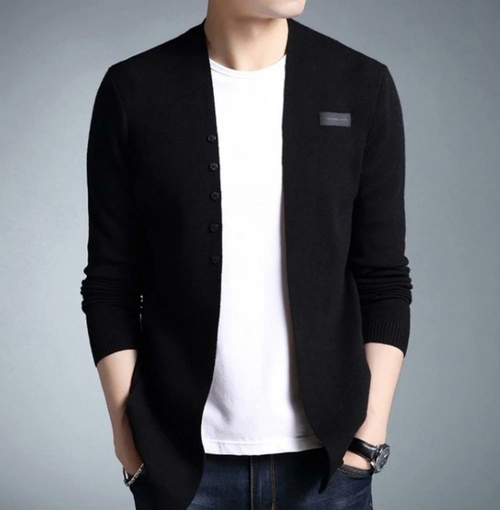 Mens Slim Fit Cardigan with Button Design - Image 3