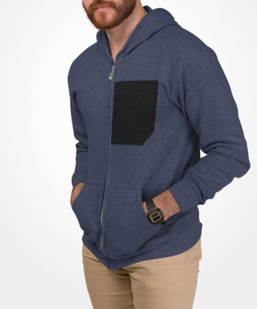 Mens Faux Black Pocket Heavy Blend Zip Up Hoodie