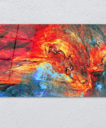 Glass Wall Art Abstract red and blue painting Large Print Wall Art