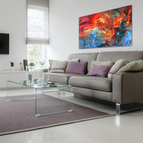 Glass Wall Art Abstract red and blue painting Large Print Wall Art - Image 2