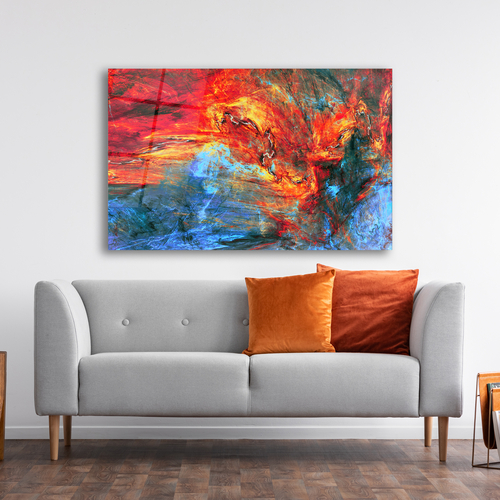 Glass Wall Art Abstract red and blue painting Large Print Wall Art - Image 3