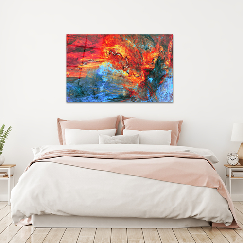 Glass Wall Art Abstract red and blue painting Large Print Wall Art - Image 4