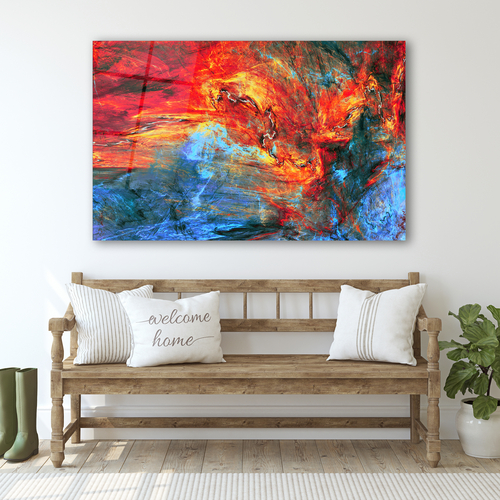 Glass Wall Art Abstract red and blue painting Large Print Wall Art - Image 5