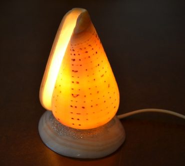 Spotted Orange Cone Sea Shell Table Lamp