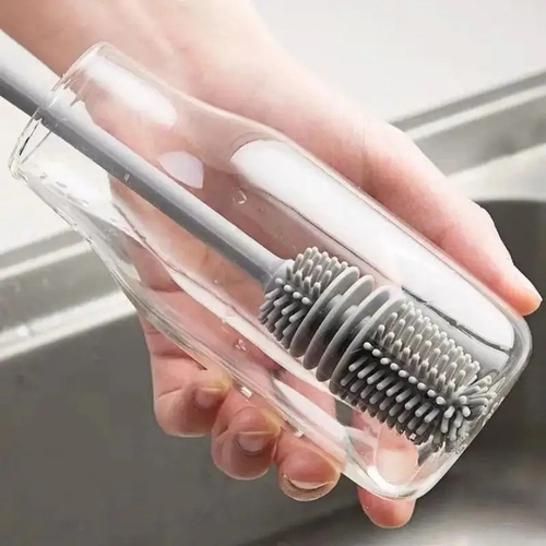 Silicone Milk Bottle & Cup Brush – Long Handle Glass Cleaner